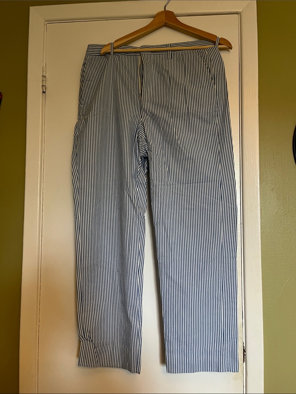 Men's Blue & White Stripe Casual Pants